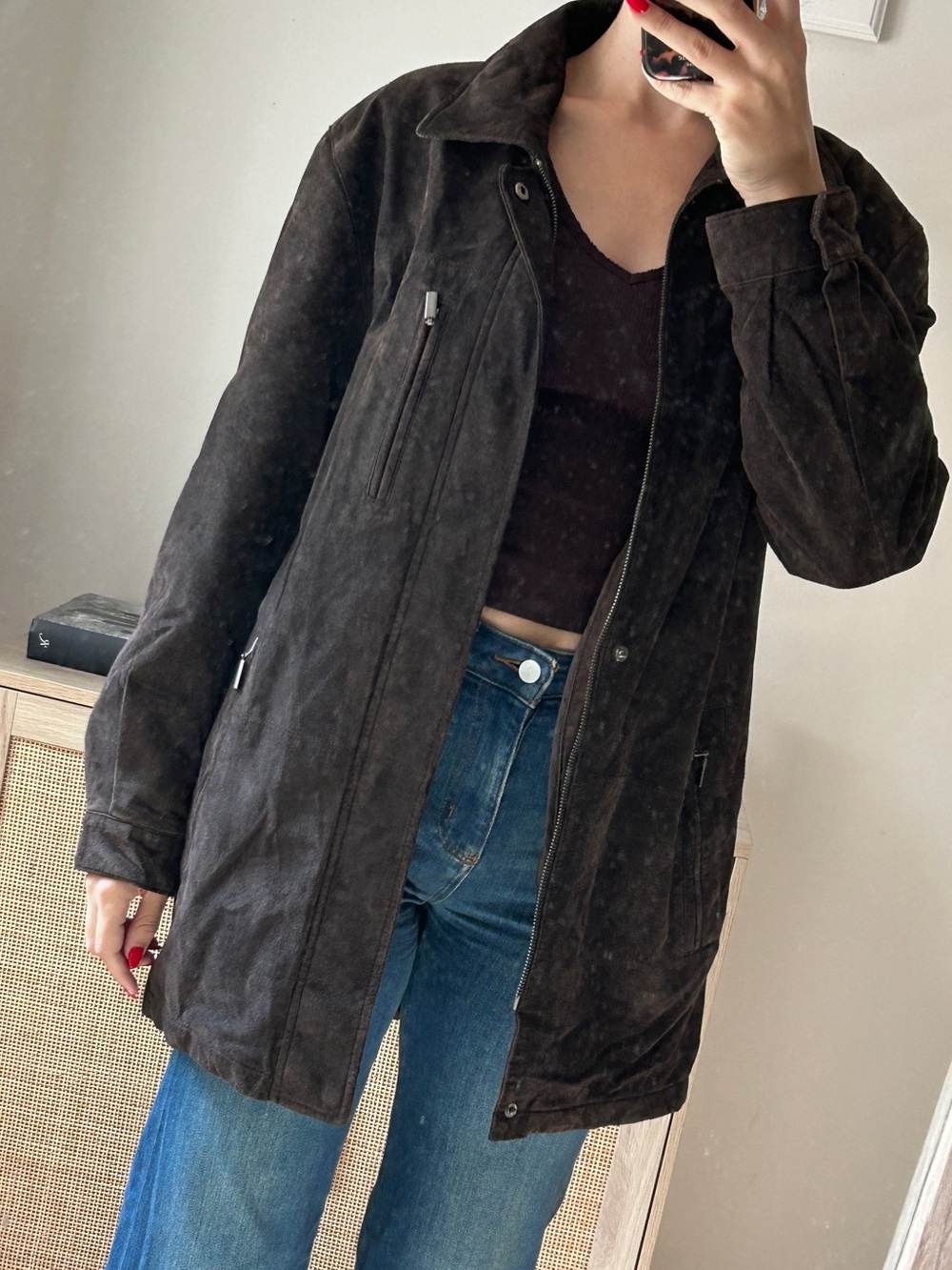 *Italy* Vintage Suede Zip-Front Jacket
